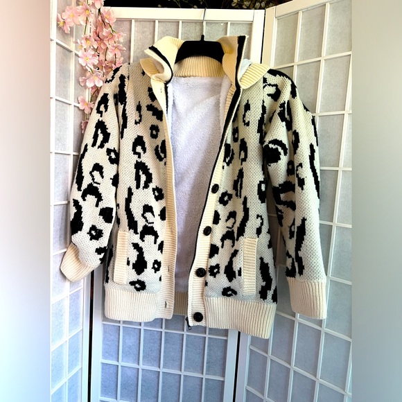 Hooded leopard pattern sherpa jacket - Picture 1 of 7